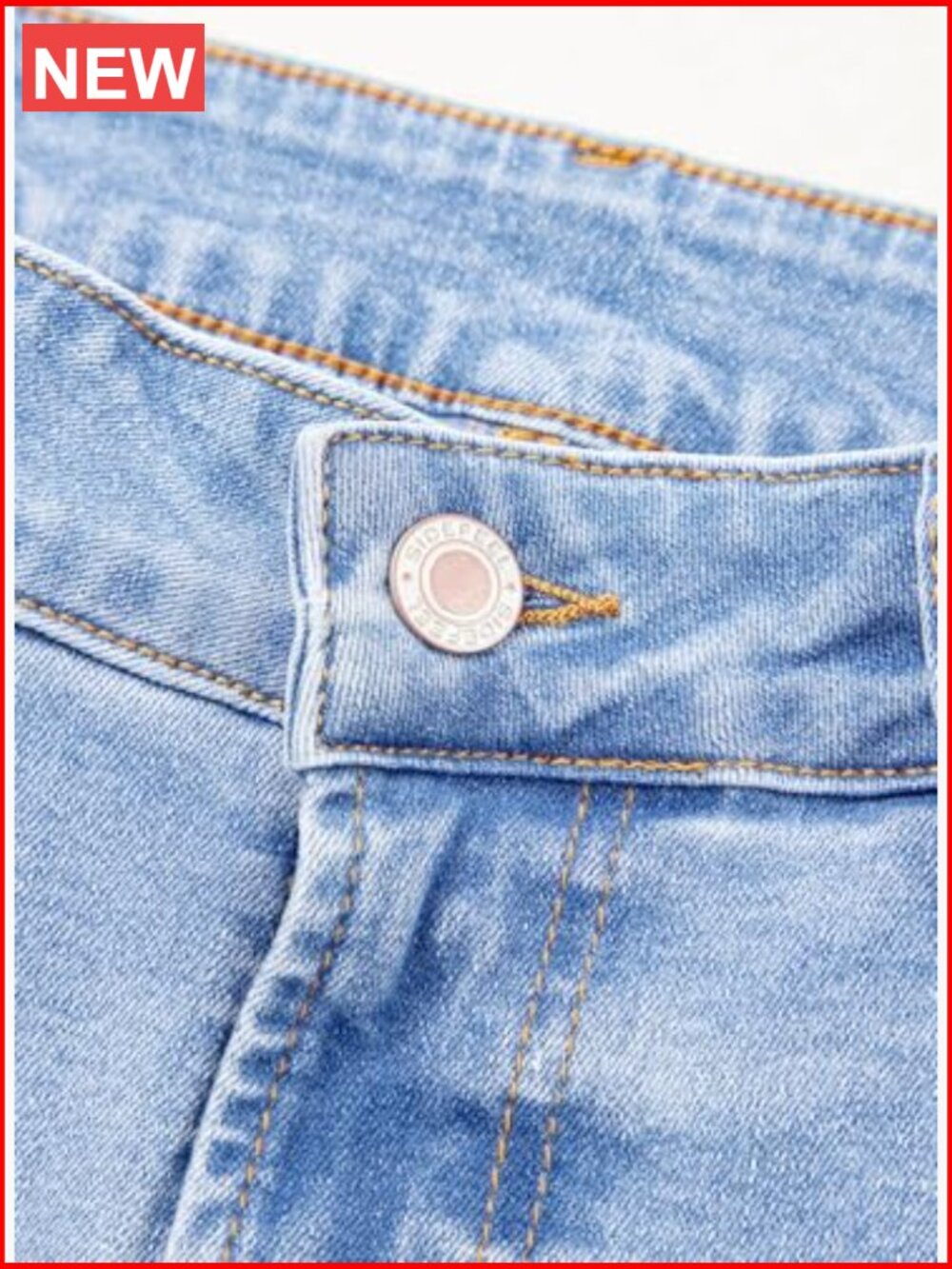 High Waisted Wide Leg Jeans Distressed Straight Leg Folded Hem Stretchy Denim - Picture 3 of 6